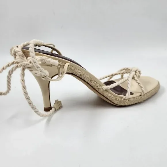 STAUD Chiara Espadrille Sandals Women's 7 Natural High Heel Tassel Braided Rope* - Picture 10 of 15